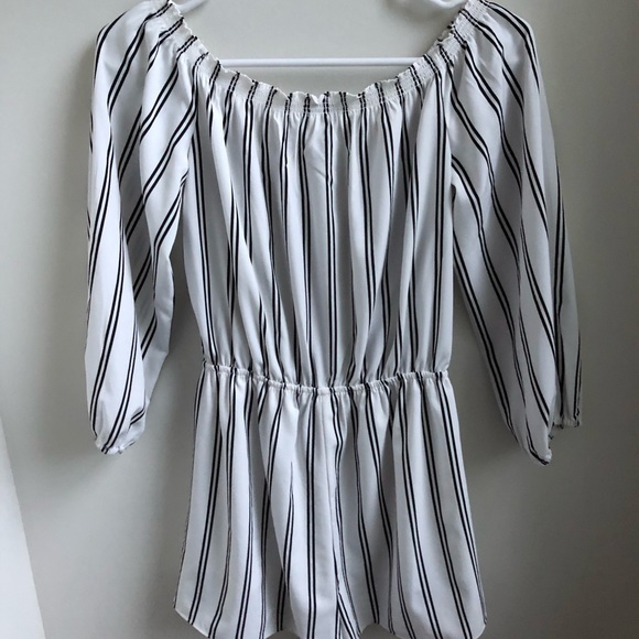 Soprano Striped off the shoulder romper - Picture 3 of 4